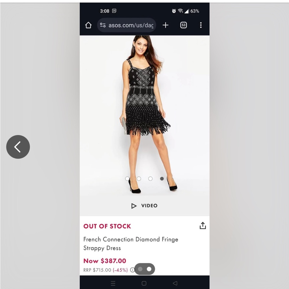 French Connection Black Fringe Mini Dress